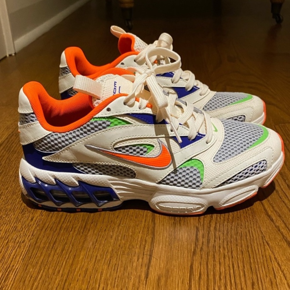 Nike Womens Zoom Air Fire Sneakers - White, Orange, Blue, Green